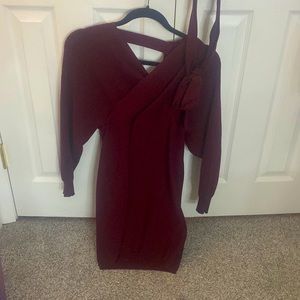 Red Body con Sweater Dress (with tie belt)